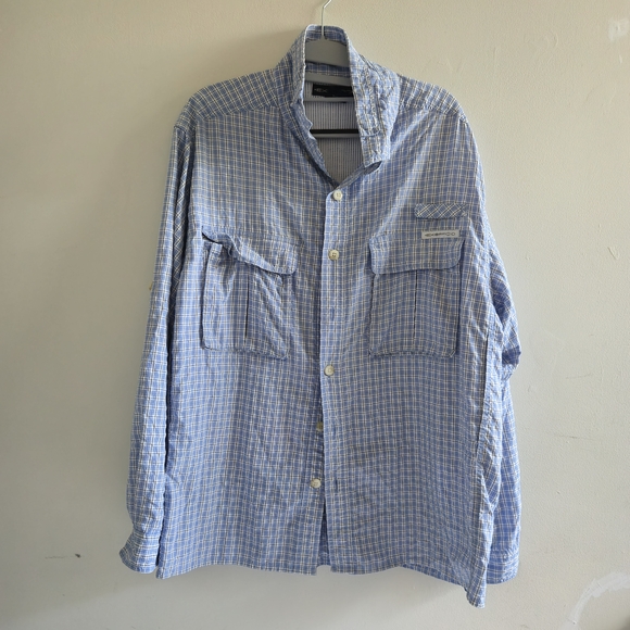 Exofficio Large light blue plaid Long Sleeve - Picture 1 of 5